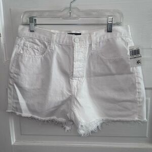 7 for All Mankind Monroe Distressed Cutoff White Denim Shorts Size 27 NWTs